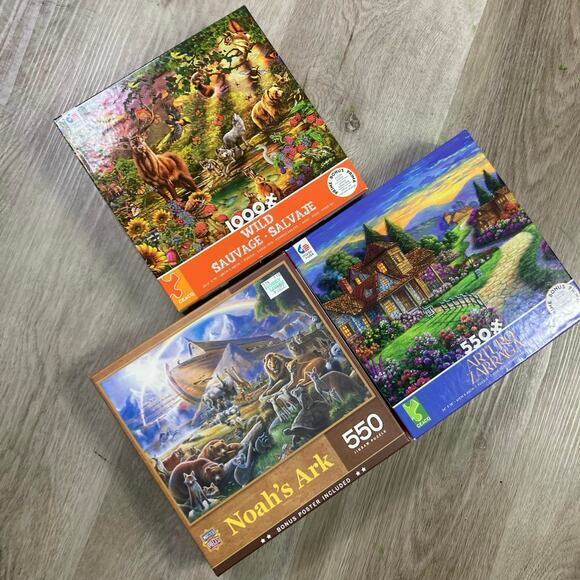 Puzzle Bundle 3 Pack‎ Noah’s Ark + Animals 550-1000 Pieces Animal Theme Ages 12+ - Picture 1 of 8